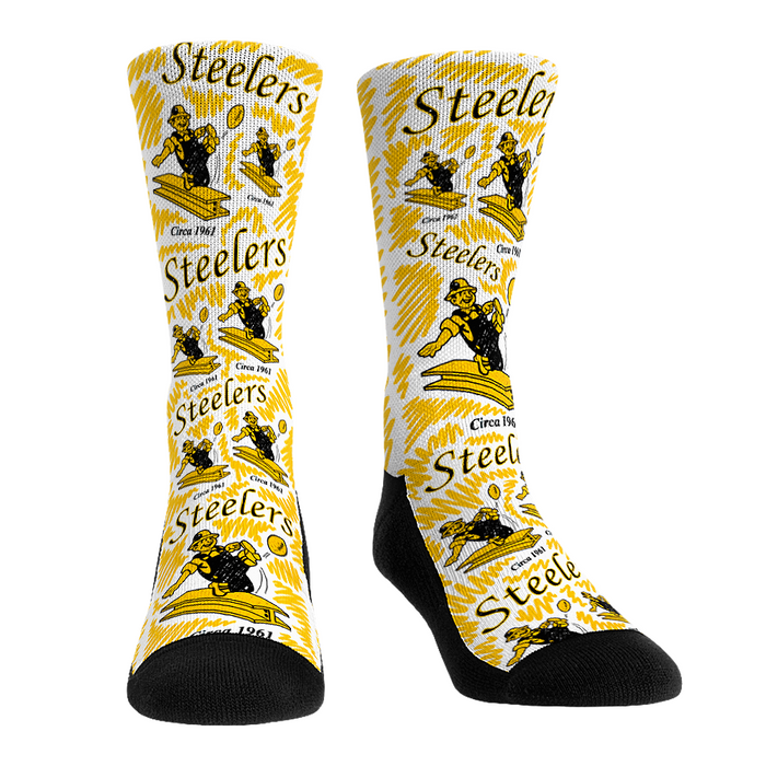 Pittsburgh Steelers - Throwback Logo Sketch by Rock 'Em Socks