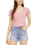 Hippie Rose Juniors Button-Trimmed Lace Top, Size XL by Vanessa Jane