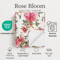DaDa Bedding Romantic Roses Floral Throw Blanket - Lovely Spring Pink & White Scalloped Colorful Lightweight Breathable - Bright Vibrant Quilted Throw Blanket - 50 x 60 by DaDalogy Bedding Collection