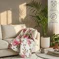 DaDa Bedding Romantic Roses Floral Throw Blanket - Lovely Spring Pink & White Scalloped Colorful Lightweight Breathable - Bright Vibrant Quilted Throw Blanket - 50 x 60 by DaDalogy Bedding Collection