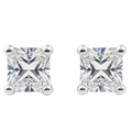 IGI Certified Princess Cut Lab Grown Diamond Solitaire Stud Earrings White Gold by Fine Color Jewels
