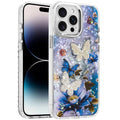 Epoxy Glitter Case for iPhone 14 Pro Max 6.7-Inch with 3D Beaded Butterflies by Merch Section