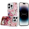 Epoxy Glitter Case for iPhone 14 Pro Max 6.7-Inch with 3D Beaded Butterflies by Merch Section