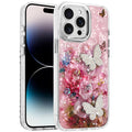 Epoxy Glitter Case for iPhone 14 Pro Max 6.7-Inch with 3D Beaded Butterflies by Merch Section