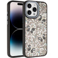 Full Glitter Flakes Case with Cute Butterflies for iPhone 14 Pro Max 6.7-Inch by Merch Section