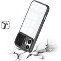 Clear Hybrid Case for iPhone 16 6.1-Inch with Rear Lens Sliding Cover and Tempered Glass by Merch Section