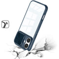 Clear Hybrid Case for iPhone 16 6.1-Inch with Rear Lens Sliding Cover and Tempered Glass by Merch Section