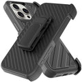 Heavy-Duty Holster Case with Tempered Glass for iPhone 16 Pro Max 6.9-Inch Black by Merch Section