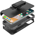 Heavy-Duty Holster Case with Tempered Glass for iPhone 16 Pro Max 6.9-Inch Black by Merch Section