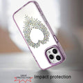 Heart Shaped Rhinestones Clear Case for iPhone 16 Pro Max with Tempered Glass by Merch Section
