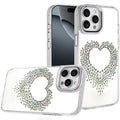 Heart Shaped Rhinestones Clear Case for iPhone 16 Pro Max with Tempered Glass by Merch Section
