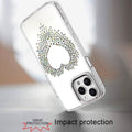 Heart Shaped Rhinestones Clear Case for iPhone 16 Pro Max with Tempered Glass by Merch Section