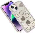 Rhinestone Hearts Bling Trim Case for iPhone 13 14 with Tempered Glass by Merch Section