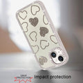 Rhinestone Hearts Bling Trim Case for iPhone 13 14 with Tempered Glass by Merch Section