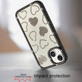 Rhinestone Hearts Bling Trim Case for iPhone 13 14 with Tempered Glass by Merch Section