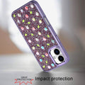 Bling Diamond Tiny Roses Glitter Case for iPhone 16 6.1" with Tempered Glass Purple by Merch Section