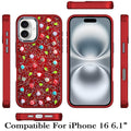 Bling Diamond Tiny Roses Glitter Case for iPhone 16 6.1" with Tempered Glass Purple by Merch Section