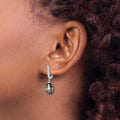 Tahitian Black Pearl and CZ Dangle Earrings by Fine Color Jewels