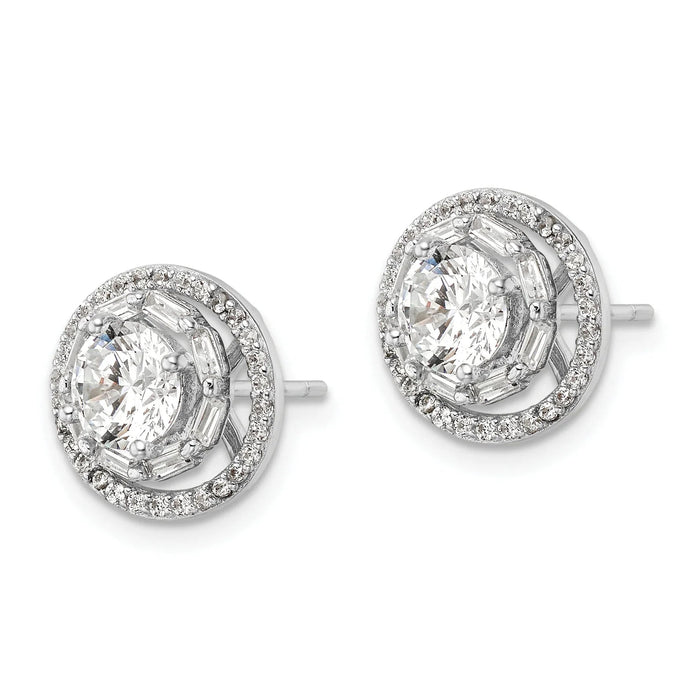 Cubic Zirconia Stud Jacket Earrings by Fine Color Jewels