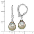 Tahitian Pearl and CZ Dangle Earrings by Fine Color Jewels