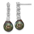 Black Tahitian Pearl Dangle Earrings by Fine Color Jewels