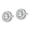Round Cubic Zirconia Halo Stud Earrings by Fine Color Jewels