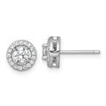 Round Cubic Zirconia Halo Stud Earrings by Fine Color Jewels