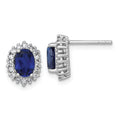 Oval Blue Sapphire Studs Halo Earrings by Fine Color Jewels