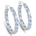 Genuine Blue Topaz Hoop Earrings by Fine Color Jewels