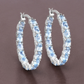 Genuine Blue Topaz Hoop Earrings by Fine Color Jewels