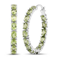 Natural Peridot Hoop Earrings by Fine Color Jewels