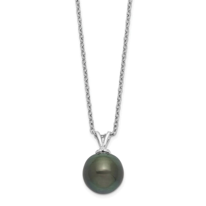 Black Teardrop Tahitian Pearl Necklace by Fine Color Jewels