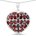 Genuine Garnet and White Topaz Heart Shaped Pendant by Fine Color Jewels