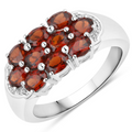 2.00 Ct Oval Red Garnet Prong Silver Cluster Ring by Fine Color Jewels