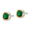 Created Emerald Square Stud Earrings