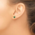 Created Emerald Square Stud Earrings by Fine Color Jewels