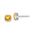 Genuine Citrine Square Stud Earrings by Fine Color Jewels