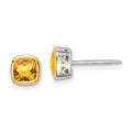 Genuine Citrine Square Stud Earrings by Fine Color Jewels