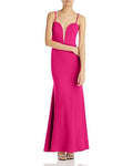 Aqua Plunge Neck Gown by Vanessa Jane
