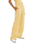 Danielle Bernstein Womens Yellow Pocketed Zippered Satin Straight Leg Pants 4 by Vanessa Jane