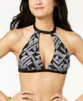 Hula Honey Juniors Black White Maze Muse Choker Cutout Bikini Top by Vanessa Jane