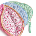 Quilted Paisley Cosmetic Case – Soft Curve Makeup Pouch in Pink, Blue, or Green Bandana Print