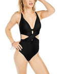 Bar III Black Wrap-Around One-Piece Swimsuit, Us X-Small by Vanessa Jane