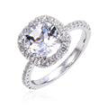 White Topaz Halo Engagment Ring by Fine Color Jewels