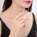 White Topaz Halo Engagment Ring by Fine Color Jewels