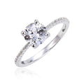 White Topaz Pave Engagement Ring by Fine Color Jewels