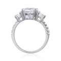 White Topaz Round Three Stone Engagement Ring by Fine Color Jewels