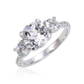 White Topaz Round Three Stone Engagement Ring by Fine Color Jewels