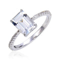 White Topaz Emerald Cut Engagement Ring by Fine Color Jewels