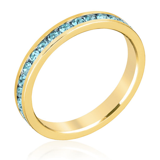 Avera Stylish Stackables Aqua Crystal Gold Ring by Avera Group